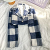 Temperament, casual suit, small girl, spring collocation, high blue and white, gentle skirt, two-piece suit