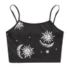 Tenue Sexy Crop Top Women's Round Neck Sleeveless Sun, Moon, Stars Print Slim Fit Crop Top Clubwear Tank Top Topjes Dames @47
