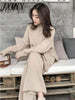 The Drape Knitting Wide-Legged Pants Suit Two-Piece Women Winter Cashmere Sweater Wide-Legged Pants Western Style Suits