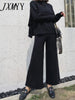 The Drape Knitting Wide-Legged Pants Suit Two-Piece Women Winter Cashmere Sweater Wide-Legged Pants Western Style Suits