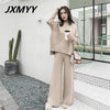The Drape Knitting Wide-Legged Pants Suit Two-Piece Women Winter Cashmere Sweater Wide-Legged Pants Western Style Suits