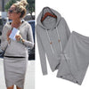 The Fleece Suit Women Hooded Cultivate Hoodies Skirts Set Female Thicken Loose Cotton Top Skirts Sexy Split Set Suit