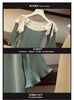 The big size women's 2023 summer fat sister set with lotus leaf-side chiffon top skirt skirt two-piece set