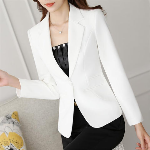 The new spring and autumn fashion Korean Slim white short coat female long-sleeved black shirt Blazers small suit jacket female