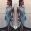 The new summer strapless halter dress Halter straps sleeveless slim Vest Tight Knit dress