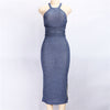 The new summer strapless halter dress Halter straps sleeveless slim Vest Tight Knit dress