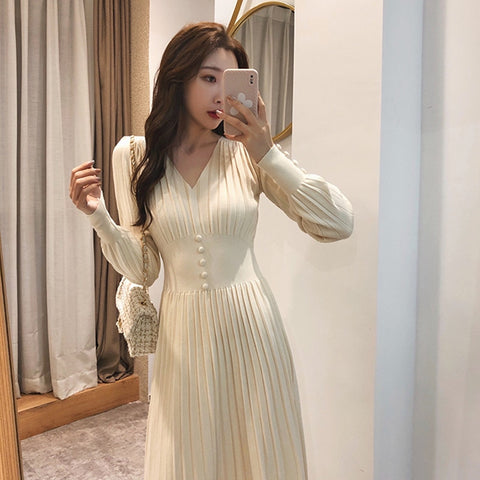 Thick Winter Women'S Dress 2022 Fall Sweater Women Dress Long Sleeve Knitted Dresses Maxi Vintage Oversize Dresses Knitting