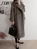 Thickened Woolen Coat Women's 2023 Autumn And Winter Mid-Length Plaid Temperament Woolen Trench Coat Large Size