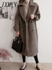 Thickened Woolen Coat Women's 2023 Autumn And Winter Mid-Length Plaid Temperament Woolen Trench Coat Large Size