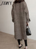 Thickened Woolen Coat Women's 2023 Autumn And Winter Mid-Length Plaid Temperament Woolen Trench Coat Large Size