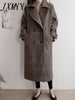 Thickened Woolen Coat Women's 2023 Autumn And Winter Mid-Length Plaid Temperament Woolen Trench Coat Large Size