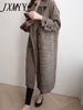 Thickened Woolen Coat Women's 2023 Autumn And Winter Mid-Length Plaid Temperament Woolen Trench Coat Large Size