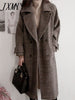 Thickened Woolen Coat Women's 2023 Autumn And Winter Mid-Length Plaid Temperament Woolen Trench Coat Large Size