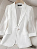 Thin Pink Suit Women's 2023 Spring and Summer Korean Slim Three Quarter Sleeves Casual Jacket Lady Office Blazer