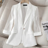 Thin Pink Suit Women's 2023 Spring and Summer Korean Slim Three Quarter Sleeves Casual Jacket Lady Office Blazer