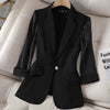 Thin Pink Suit Women's 2023 Spring and Summer Korean Slim Three Quarter Sleeves Casual Jacket Lady Office Blazer