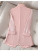Thin Pink Suit Women's 2023 Spring and Summer Korean Slim Three Quarter Sleeves Casual Jacket Lady Office Blazer
