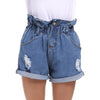 Brand Summer Women Hole & Cuffs Short Jeans Elastic Waist Female Ripped Denim Hot Pants Lady Sexy Bottoms Plus Size