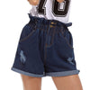 Brand Summer Women Hole & Cuffs Short Jeans Elastic Waist Female Ripped Denim Hot Pants Lady Sexy Bottoms Plus Size