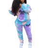 Tie Dye Activewear Tracksuit Full Sleeve PINK Letter Print Sweatshirt Jogger Sweatpant Female 2 Two Piece Set Matching Outfits