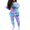 Tie Dye Activewear Tracksuit Full Sleeve PINK Letter Print Sweatshirt Jogger Sweatpant Female 2 Two Piece Set Matching Outfits