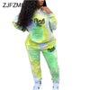 Tie Dye Activewear Tracksuit Full Sleeve PINK Letter Print Sweatshirt Jogger Sweatpant Female 2 Two Piece Set Matching Outfits