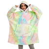 Tie Dye Oversized Hoodie Blanket Women Plaid Sweatshirt Winter Hoodies Flannel Sweatshirt Warm Pullover for Women Men