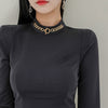 Tight Elegant Party Dress 2022 Autumn Stand Collar Three-Quarter Sleeves High Waist Hollow Temperament Side Split Women's Dress