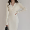 Tight-fitting Knitted Dress Female Evening Party Tunic V-neck Pullover Long Vintage Autumn Winter 2022 Trend Elegant Dresses New