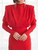 Tilorraine 2023 dress high neck pullover slit long skirt elegant temperament  woman dress  plus size dress red