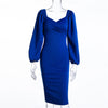 Tilorraine 2023 spring and autumn temperament dress dress medium long waist closing bubble sleeve sexy long sleeve dress