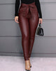 Tilorraine popular European and American women's casual PU pants leather pants including belt