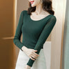 TingYiLi Basic O-neck Long Sleeve Mesh Tops For Women Spring Summer Korean Style Elegant Burgundy Green Blue Black Blouse Shirt