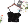 TingYiLi Velvet Top Women Sexy V Neck Camisole Elegant Ladies Wine Red Beige Black Crop Top Autumn Winter