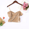 TingYiLi Velvet Top Women Sexy V Neck Camisole Elegant Ladies Wine Red Beige Black Crop Top Autumn Winter