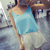 TingYiLi Women Tank Top V Neck Sexy Plus Size Chiffon Blouse Gray Blue Pink Red Black White Ladies Tops Summer