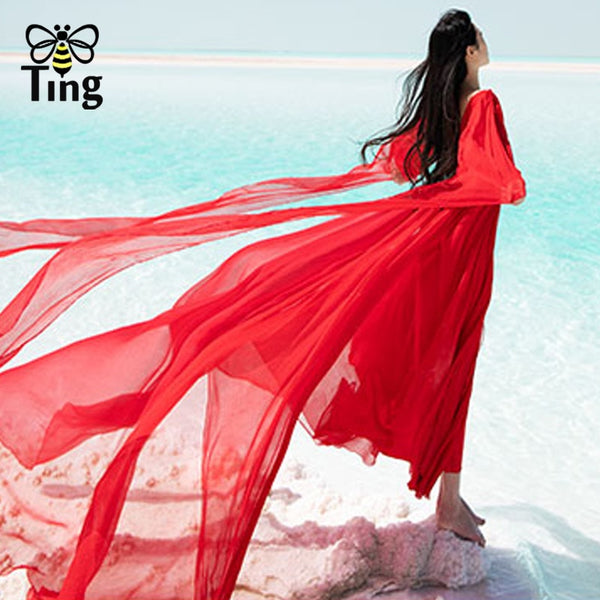 Tingfly Bohemian Floor Length Long Chiffon Summer Dress  Party Dinner Dresses Lady Haut Boho Holiday Beach Vestidos Zaful