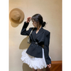 Tinomiswa Korean Blazer Suits Long Sleeve Black Tailored Coats High Waist Skirts  Women Two Piece Set Outfits