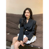Tinomiswa Korean Blazer Suits Long Sleeve Black Tailored Coats High Waist Skirts  Women Two Piece Set Outfits