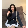 Tinomiswa Korean Blazer Suits Long Sleeve Black Tailored Coats High Waist Skirts  Women Two Piece Set Outfits