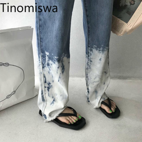 Tinomiswa Pants Women Tie Dye Harajuku Ins High Waist Stylish Couples Trousers Soft Streetwear Punk Unisex Jeans