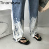 Tinomiswa Pants Women Tie Dye Harajuku Ins High Waist Stylish Couples Trousers Soft Streetwear Punk Unisex Jeans
