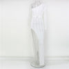 Knitted Women Long Dress One Shoulder Hollow Out Maxi Dress High Split Party Dresses Women Sexy Bodycon Clubwear