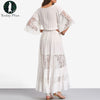 Long Summer Fashion Sexy Robe Women Dresses Sundress Boho Maxi Beach Loose Lace White Casual Dress Style Brand