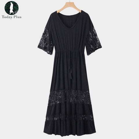 Long Summer Fashion Sexy Robe Women Dresses Sundress Boho Maxi Beach Loose Lace White Casual Dress Style Brand