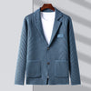 Top Grade Brand Casual Slim Fit Striped Blazer Jacket Smart Elegant Stylish Knitted Suit Men Coat Mens Clothes 2023