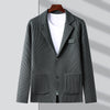 Top Grade Brand Casual Slim Fit Striped Blazer Jacket Smart Elegant Stylish Knitted Suit Men Coat Mens Clothes 2023