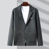 Top Grade Brand Casual Slim Fit Striped Blazer Jacket Smart Elegant Stylish Knitted Suit Men Coat Mens Clothes 2023