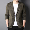 Top Grade Brand Slim Fit Blazer Jacket Smart Elegant Stylish Knitted Suit Striped Men Coat Casual Mens Clothes 2022