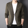Top Grade Brand Slim Fit Blazer Jacket Smart Elegant Stylish Knitted Suit Striped Men Coat Casual Mens Clothes 2022